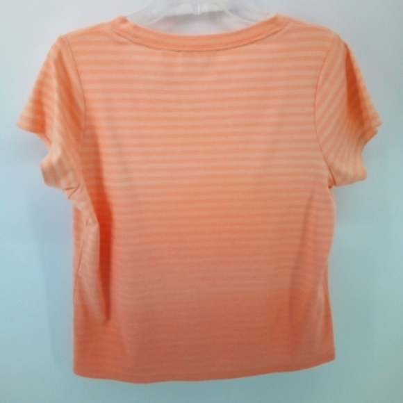 Liz Claiborne Petite Orange Gradient Stripe 100% Cotton Short Sleeve Tee M - Picture 3 of 7